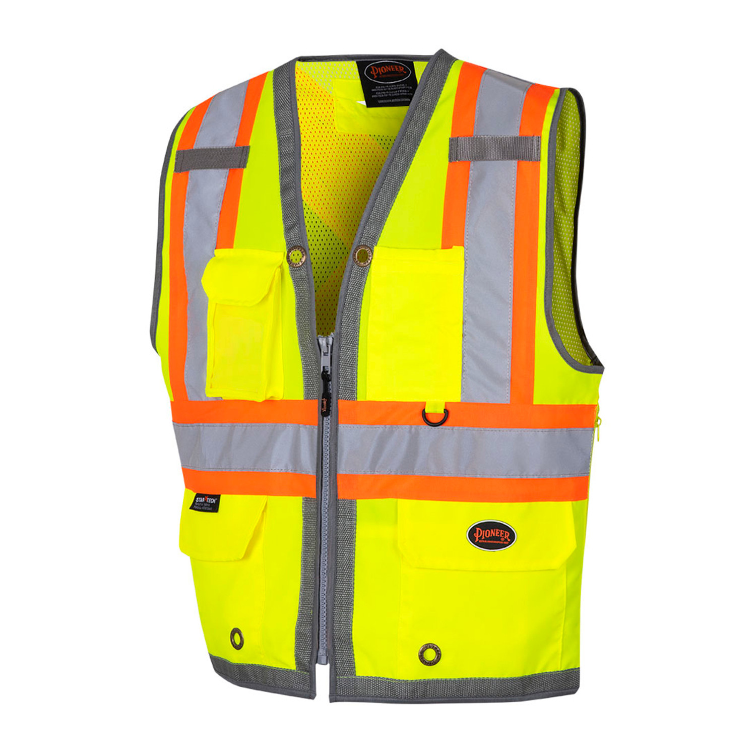 Pioneer Mesh Back Zip Front Surveyor Hi-Vis Safety Vest