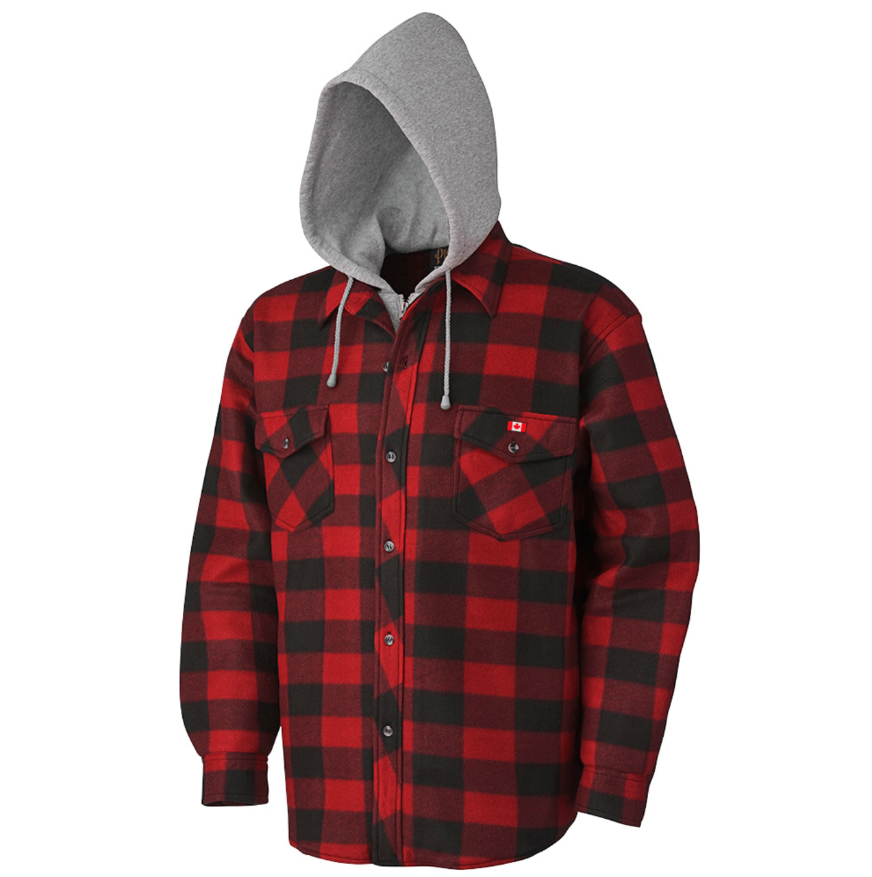 Pioneer 415RB Quilted Hooded Polar Fleece Shirt Red/Black Plaid