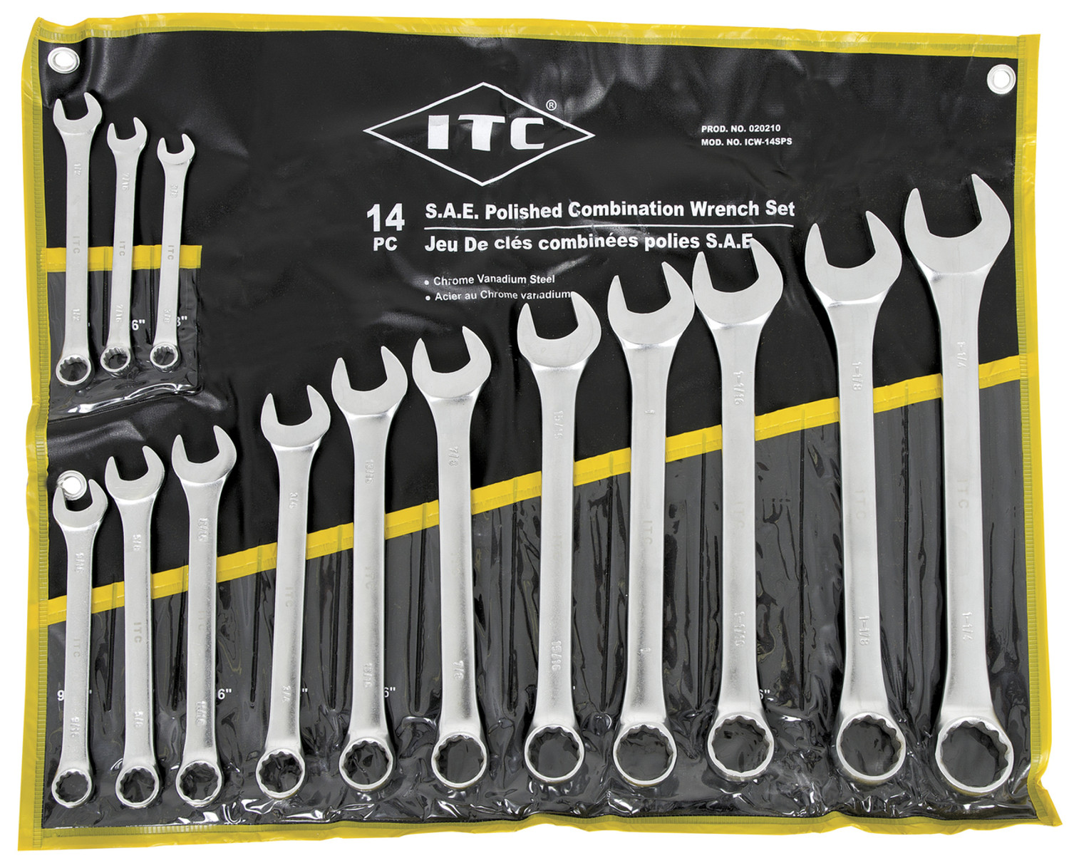 ICW-14PS 14 PC S.A.E. Polished Combination Wrench Set