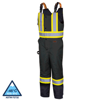 Pioneer 5042 Hi-Viz 100% Waterproof Quilted 7-IN-1 Bib Pants - Black | Safetywear.ca