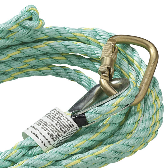 VL-1115-25 Vertical Lifeline - Carabiner & Back Splice - 25' (7.6 M)  | Safetywear.ca