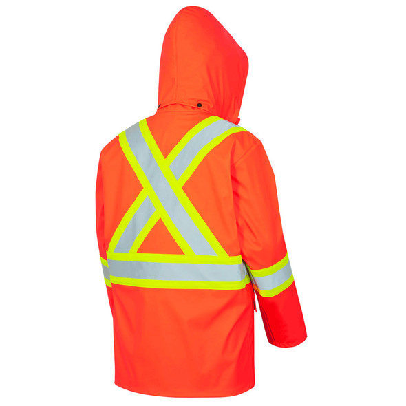 Hi-Viz Orange - Back, 5892PKT Fire Resistance Polyurethane Waterproof Safety Jacket | Safetywear.ca