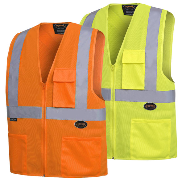 Hi-Vis Zipper Front Safety Vest | Safetywear.ca