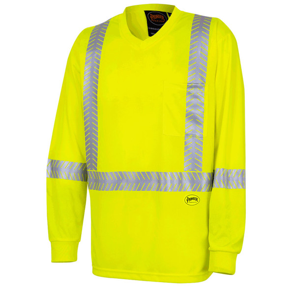 Pioneer 6905A UV Protection Coolpass® Breathable Long Sleeve Safety Shirt - Hi-Viz Yellow/Green | Safetywear.ca