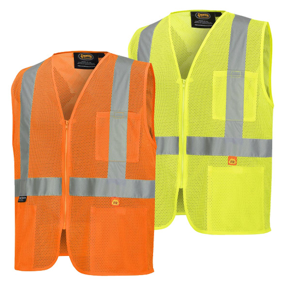 Hi-Vis Mesh Safety Vest- FR/Arc Flash Resist, Type R Class 2 – X1 Safety