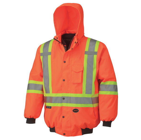 Pioneer 5022 Waterproof 7-IN-1 Safety Bombers Jacket - HI-Viz Orange | Safetywear.ca