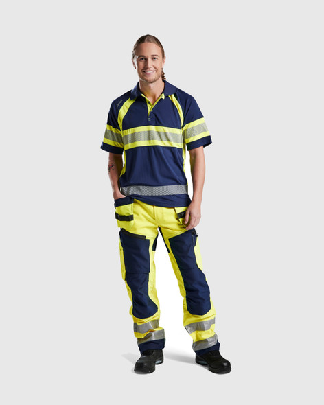 BLAKLADER 1609 Hi-Vis X1600 Max Pants | Hi-Vis Yellow/ Navy Blue