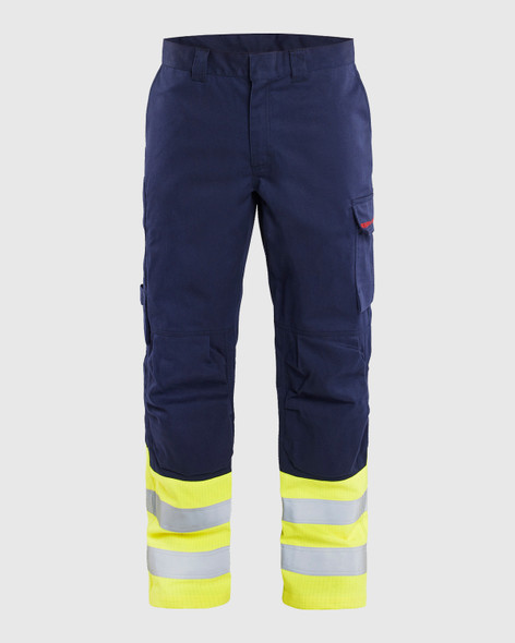 BLAKLADER 1611 Flame Resistant Visibility Pants | Navy Blue/ Hi-Vis Yellow