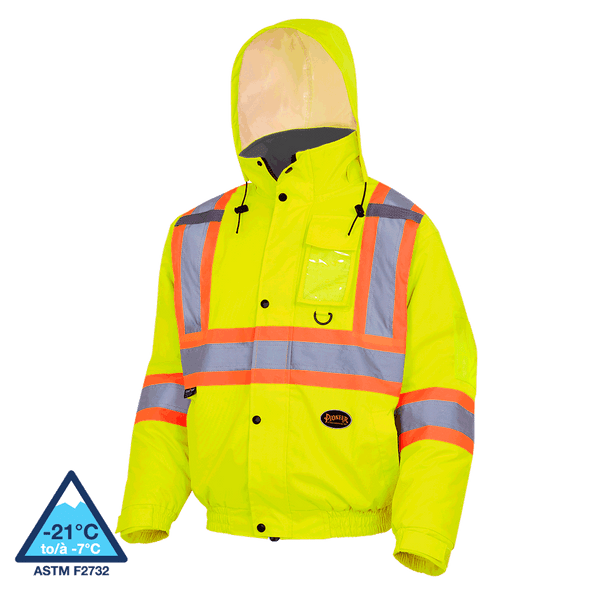 Pioneer 5033 Waterproof Winter Quilted Safety Bombers jacket - Hi-Viz Yellow/Green | Safetywear.ca