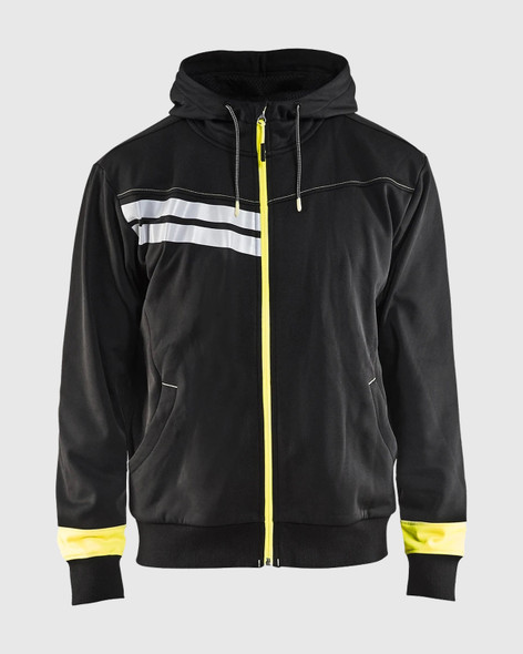 BLACKLADER 4958 Visibility Zip Hoodie | Black/ Hi-Vis Yellow