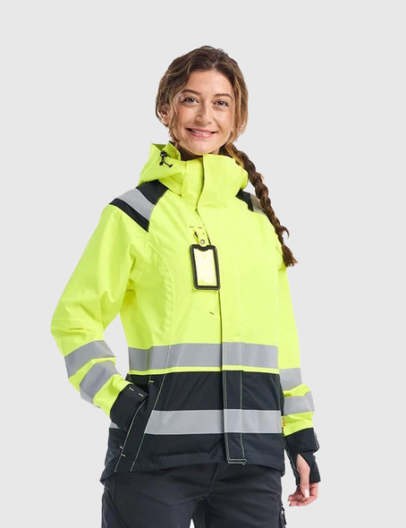 BLAKLADER 4968 Women's Hi-Vis Premium Shell Jacket | Black/ Hi-Vis Yellow