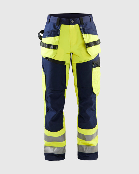 BLAKLADER 7160 Women's Hi-Vis Work Pants | Navy Blue/ Hi-Vis Yellow