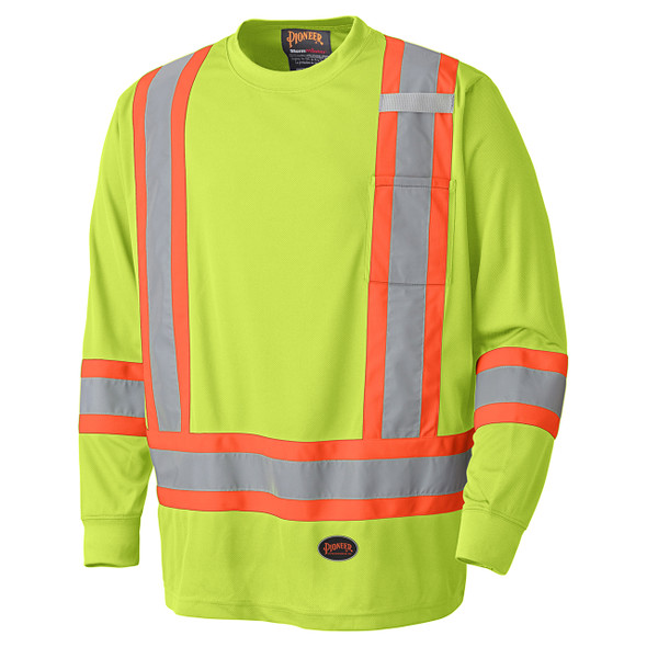Pioneer 6996 Birdseye Safety Long Sleeve Shirt - Hi-Viz Yellow/Green | Safetywear.ca