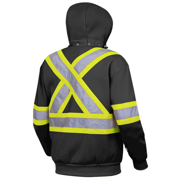 Pioneer 6925BK Hi-Viz Polyester Fleece Hoodie - Black | Safetywear.ca