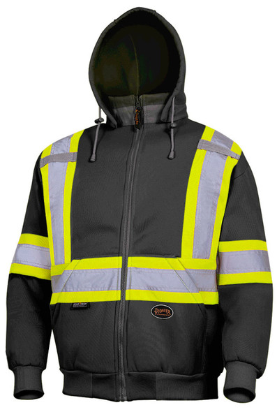 Pioneer 6925BK Hi-Viz Polyester Fleece Hoodie - Black | Safetywear.ca