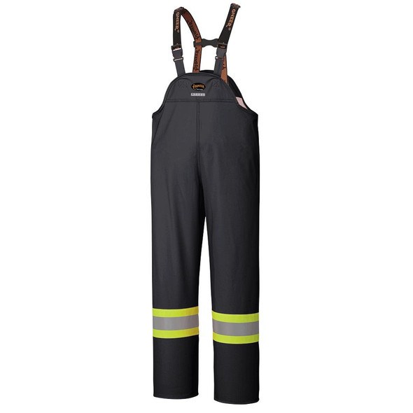 Pioneer 5895BK Flame Resistant PU Stretch Waterproof Bib Pant - Black | Safetywear.ca