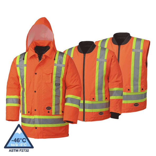 Pioneer 5020BB Waterproof 7-IN1 Safety Parkas - Hi-Vis Orange