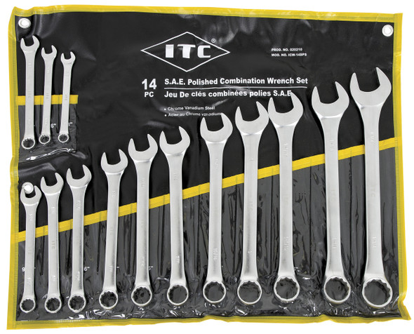 ICW-14PS 14 PC S.A.E. Polished Combination Wrench Set 