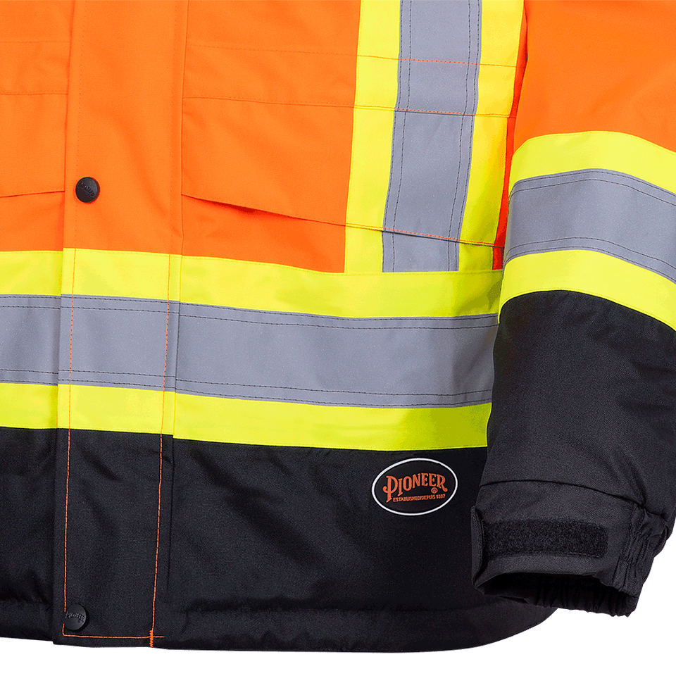 high vis heated jacket orange