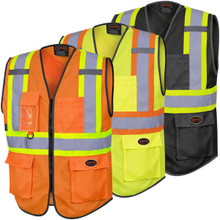 Pioneer Tricot Poly Zipper Front Multipockets Hi-Vis Safety Vests