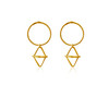Gold hoop earrings with rhombi charm 
