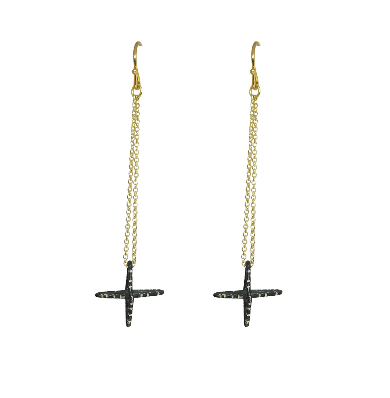 Sterling Silver  Gold Plated PullThrough Cross Drop Earrings  Aspire  Fine Jewellery