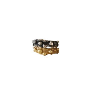 Raw silver rings in 3 finishes, gold plated, oxidized or plain silver