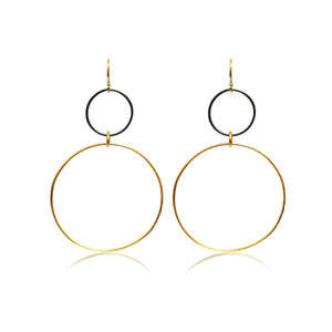Eternity, 2 circle earrings in black and gold or black and silver 
