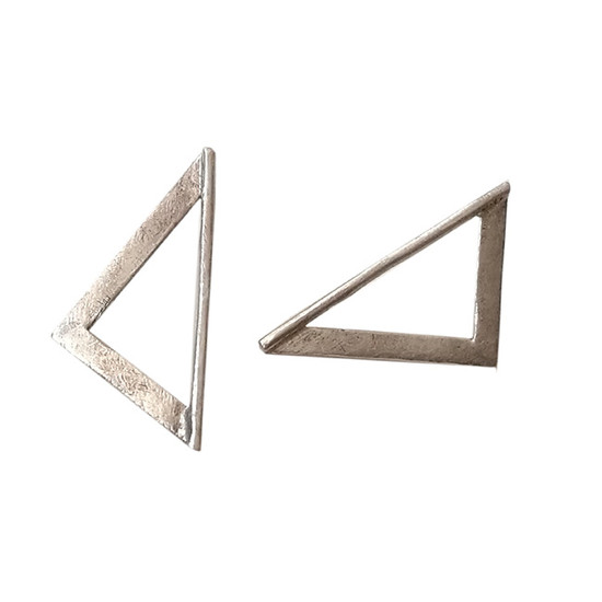 Triangle silver earrings|Designer earrings|Geometric earrings|Gold plated