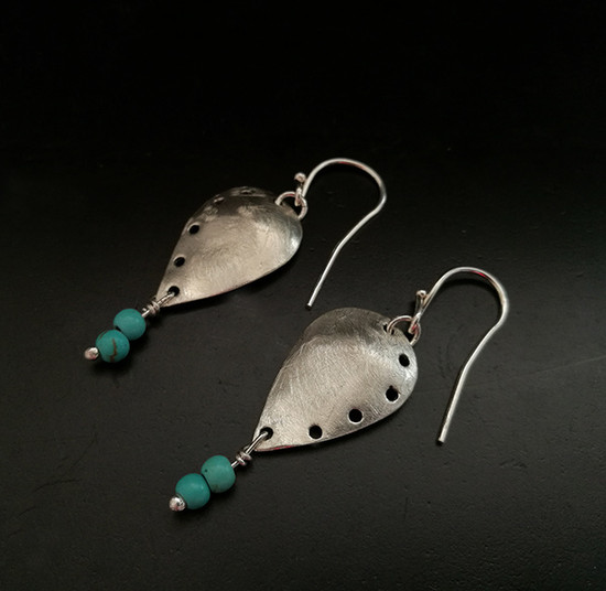 Contemporary Silver Earrings with Turquoise Howlite 