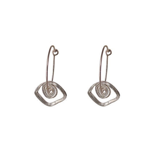 Silver evil eye hoop earrings 