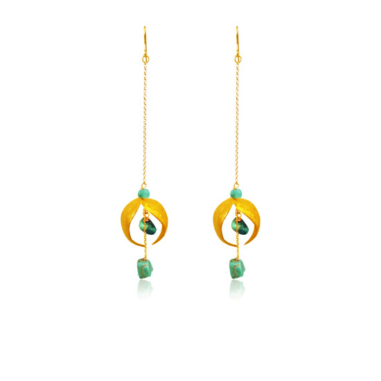 Stylish and statement long earrings with Turquoise 