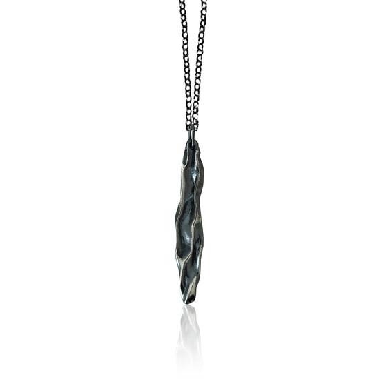 Mini Oxidized Athenais Pendant, wavy folds with the illusion of movement