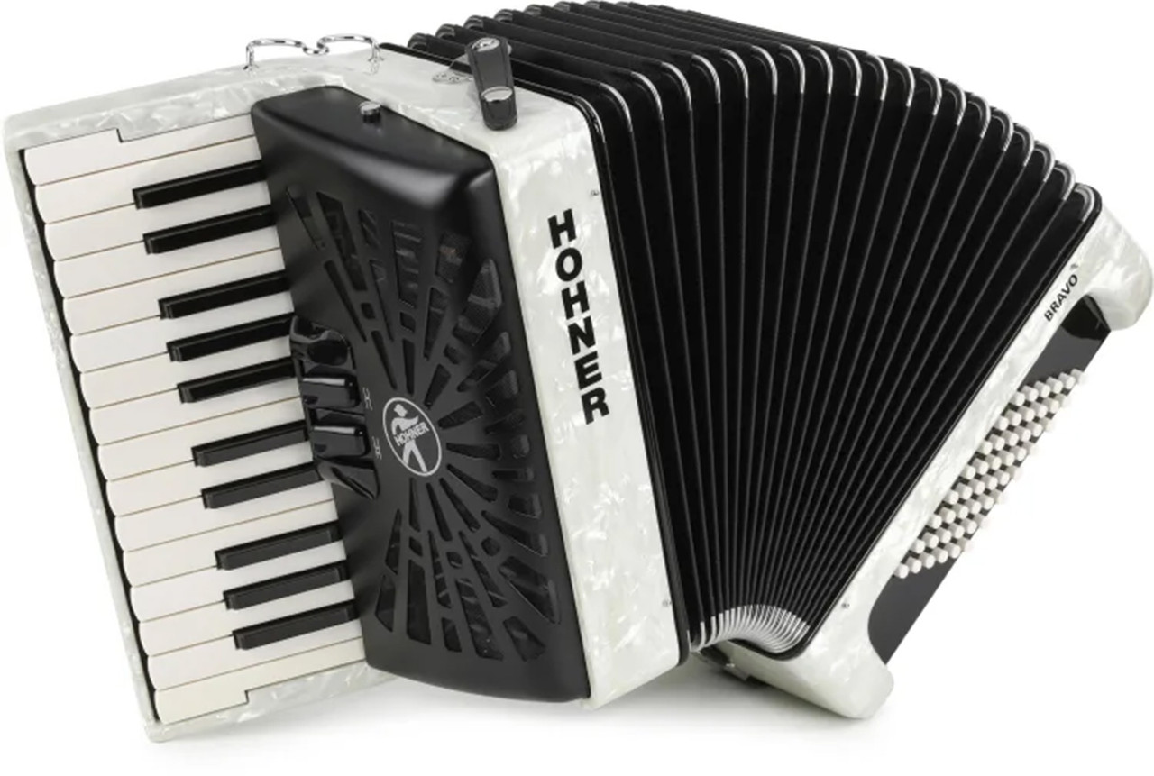 Hohner Bravo II 48 Chromatic Piano Accordion - Pearl White - Ted