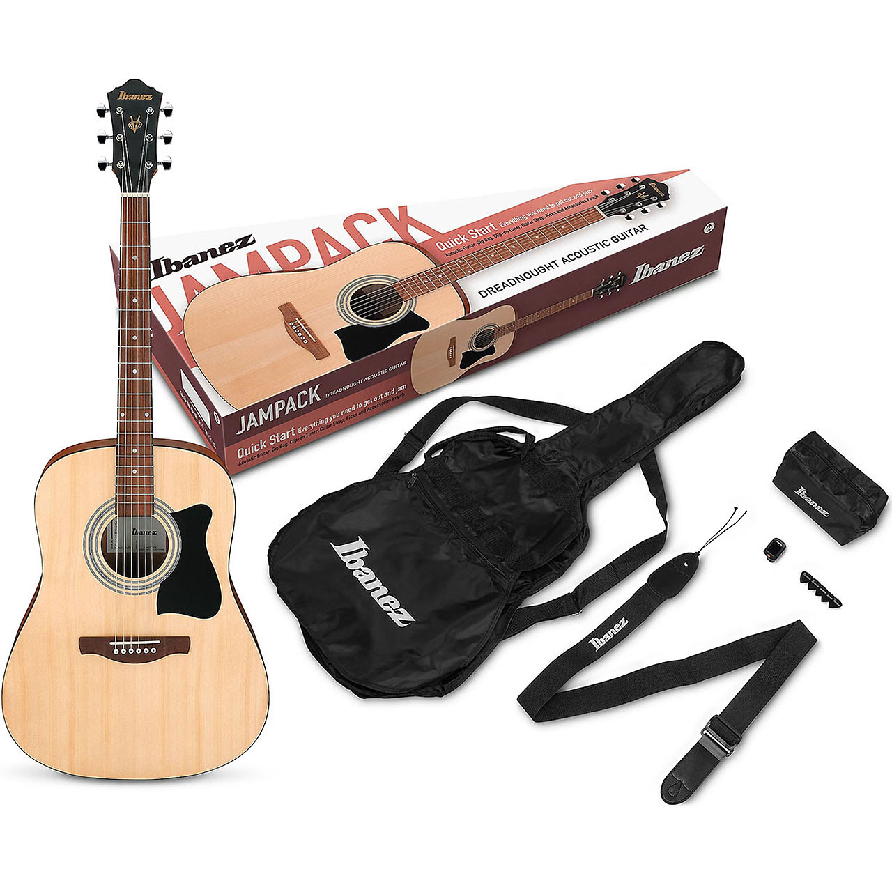 Ibanez IJV50 Quick Start JamPack Dreadnought Acoustic Guitar Pack