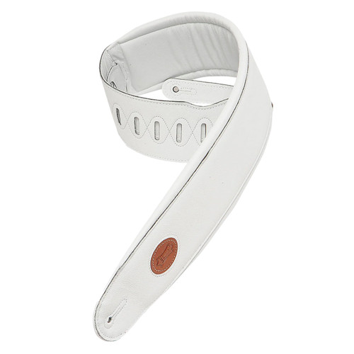 Levy's 4.5-Inch Signature Legacy Series Leather Bass Guitar Strap - White