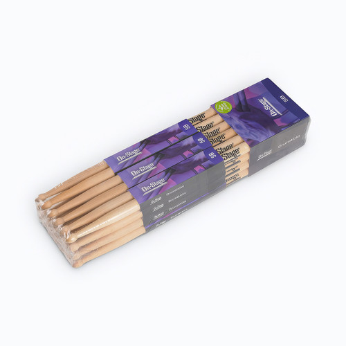 On-Stage 5B Wood Tip Maple Drum Sticks - Brick of 12
