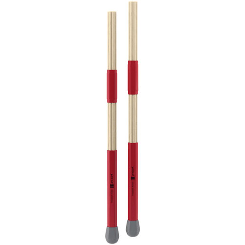 Two ProMark drumsticks with red grip sections against a white background.