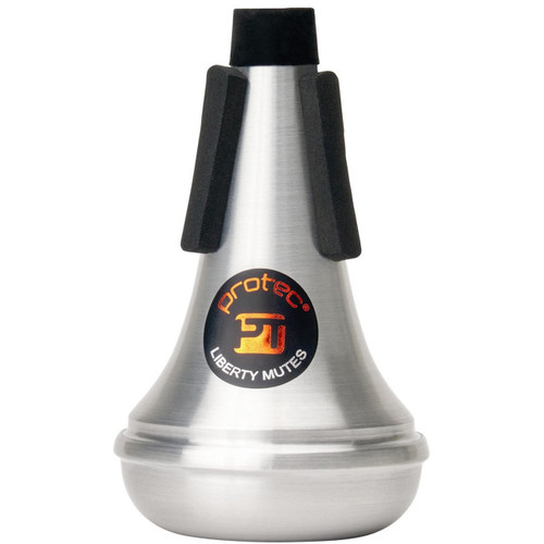 A silver ProTec Liberty Straight Aluminum piccolo mute with a black rubber tip and logo on top.