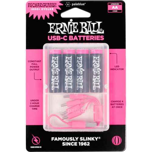 Ernie Ball USB-C Rechargeable Battery by Paleblue - AA, 4-pack