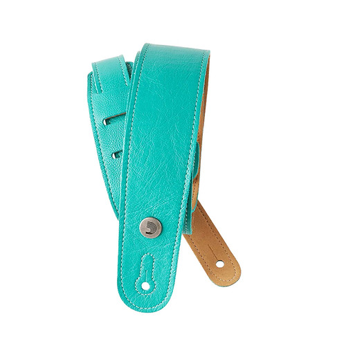 D'Addario Slim Garment Leather Guitar Strap - Teal