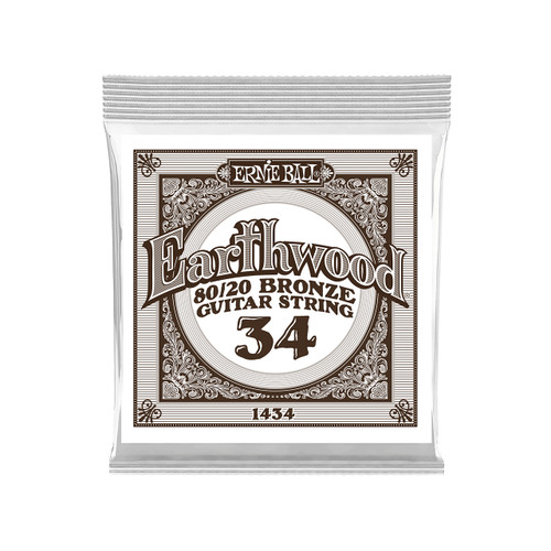 Ernie Ball Earthwood 80/20 Bronze Acoustic Guitar String Single - .034