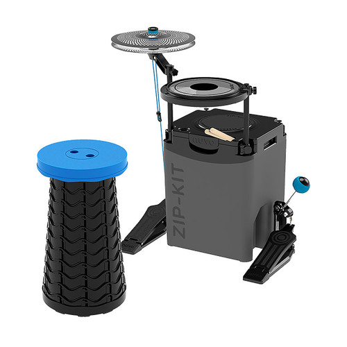 Nuvo ZIP-KIT Essential Kit - Portable Drum Set with Snare, Hi-Hat, Kick Pedal, Throne, and Bass Drum