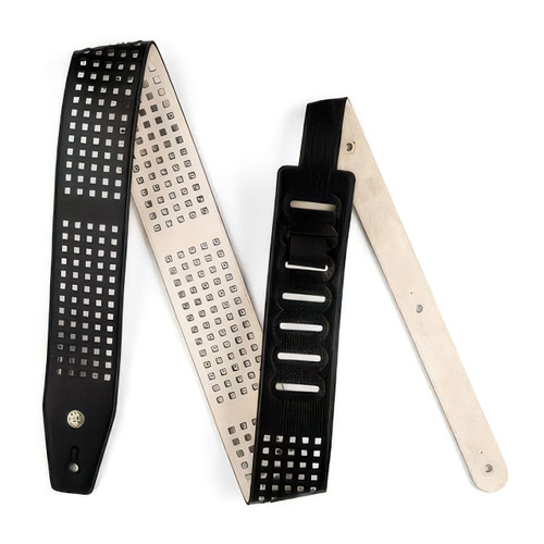 Dunlop Leather Guitar Strap with Square Perforations - Black