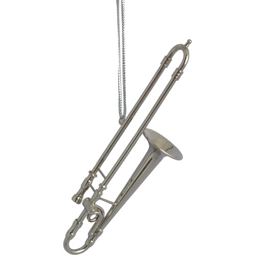 Trombone Ornament - Silver