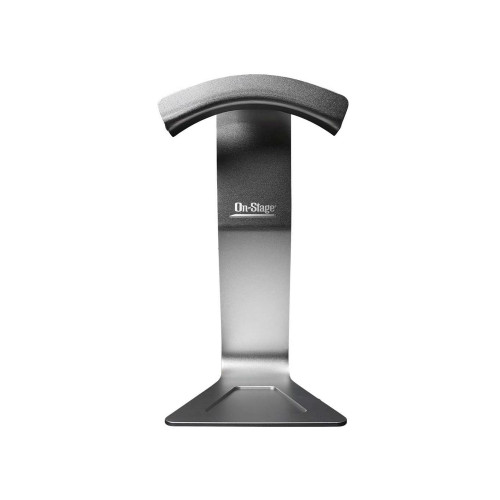 On-Stage HH7000 metallic headphone hanger with a curved top and wide base, labeled 'On-Stage' on the stand.
