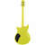 Back view of a yellow electric guitar with a black rear control cover.