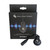 A product package for RTOM's Single-Zone Trigger, featuring blue soundwave graphics, product image, and text describing its use with acoustic drums and Black Hole systems.