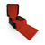An open black Hohner case with a red padded interior and a flap extending from the main compartment. The case has a rectangular shape with rounded edges.