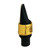 Black saxophone mouthpiece fitted with a gold JodyJazz HRA1S Power Ring Ligature featuring an engraved logo, showcasing a sleek and secure design.